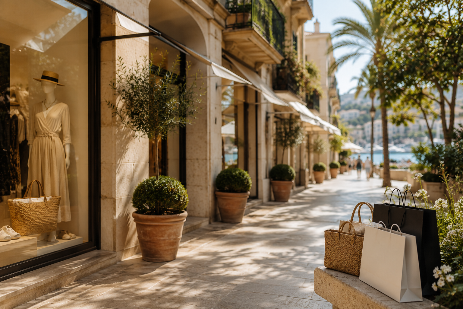 Artículo de blog Compras en Mallorca revista con vista al mar imagen tiendas de lujo