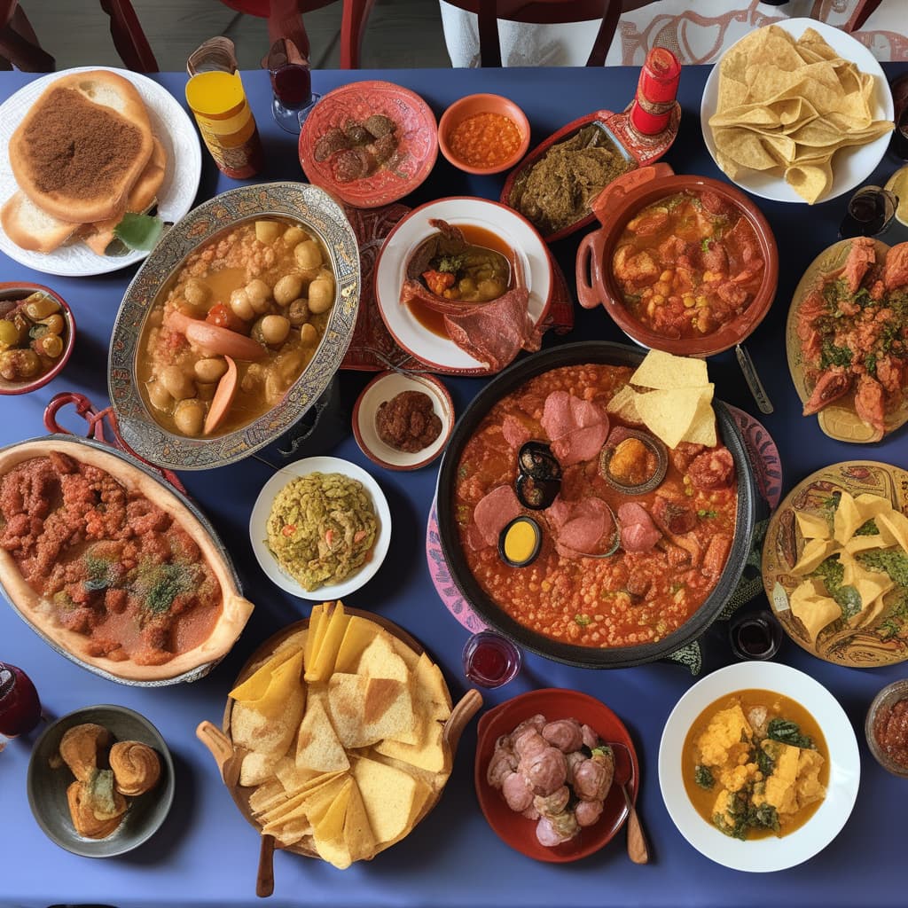 Voller Tisch mit Spanischem Essen aus Mallorca